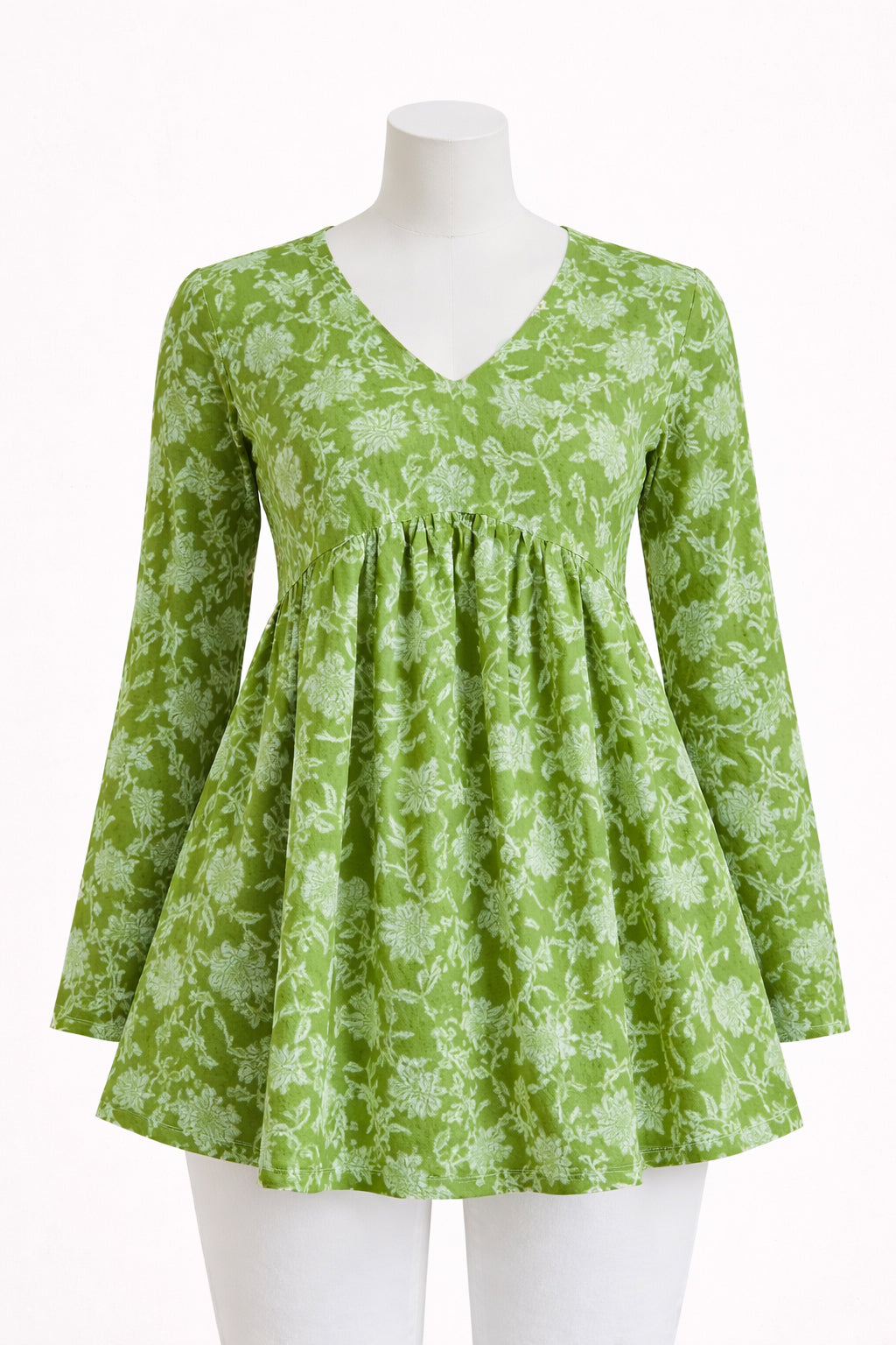 Karwasara comfortwear Women Printed Flared Kurta  -Green,White