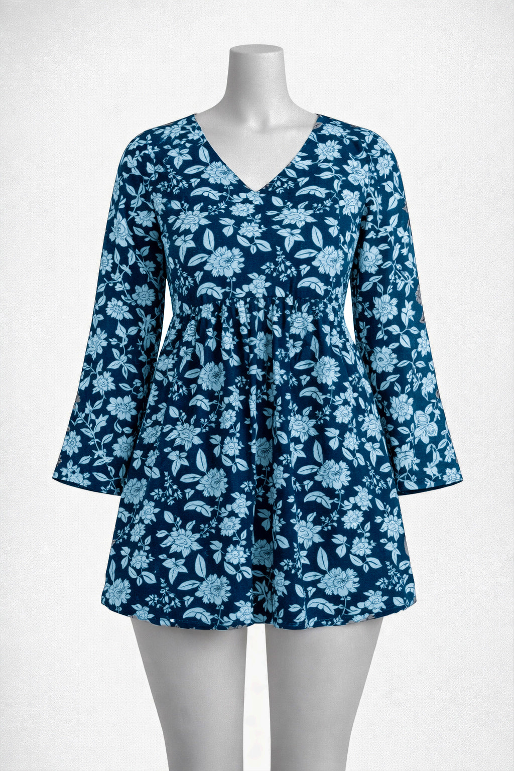 Cheerful blue full sleeves short kurti