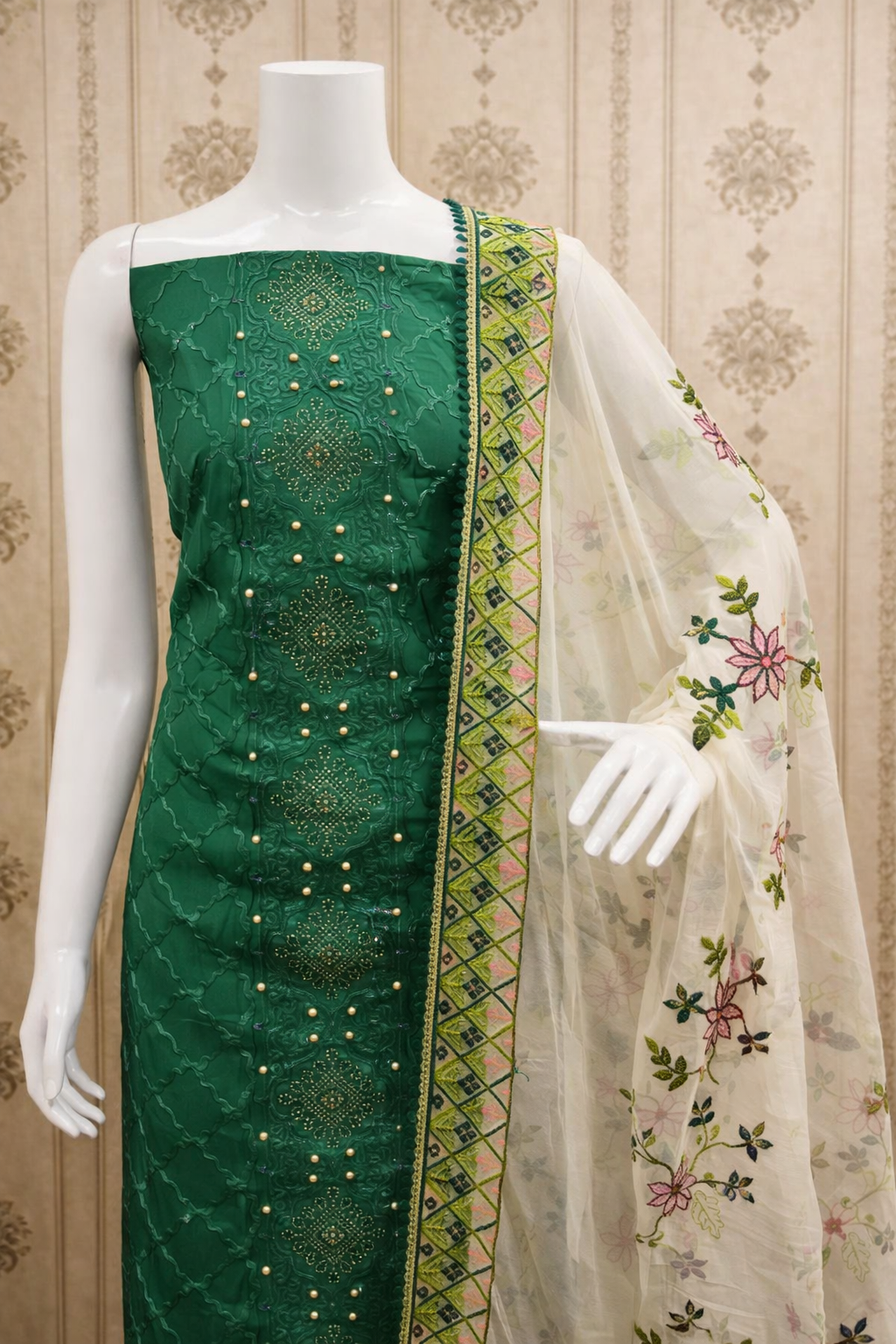 Cotton churidar material (green)