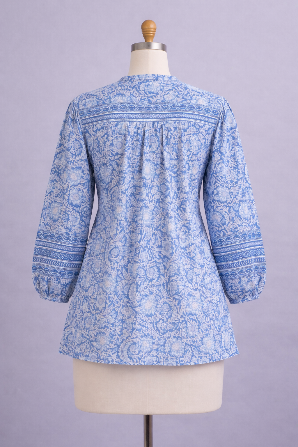 Blue printed cotton top