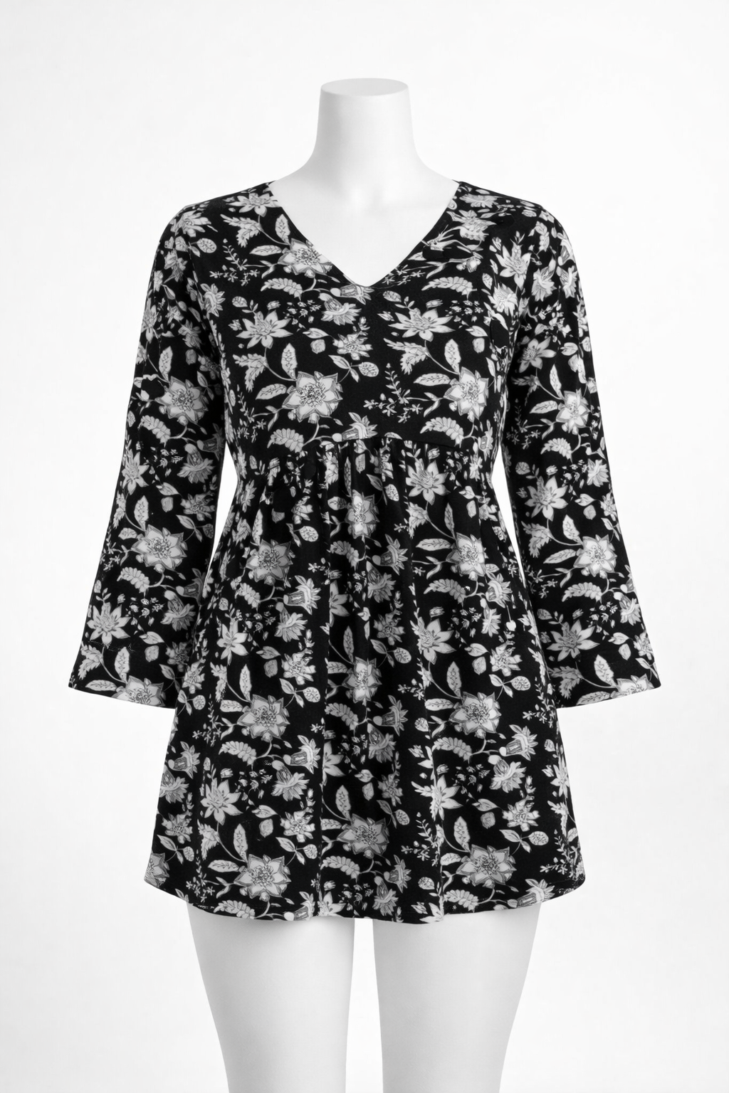 Black V-neck  Rayon short Kurti