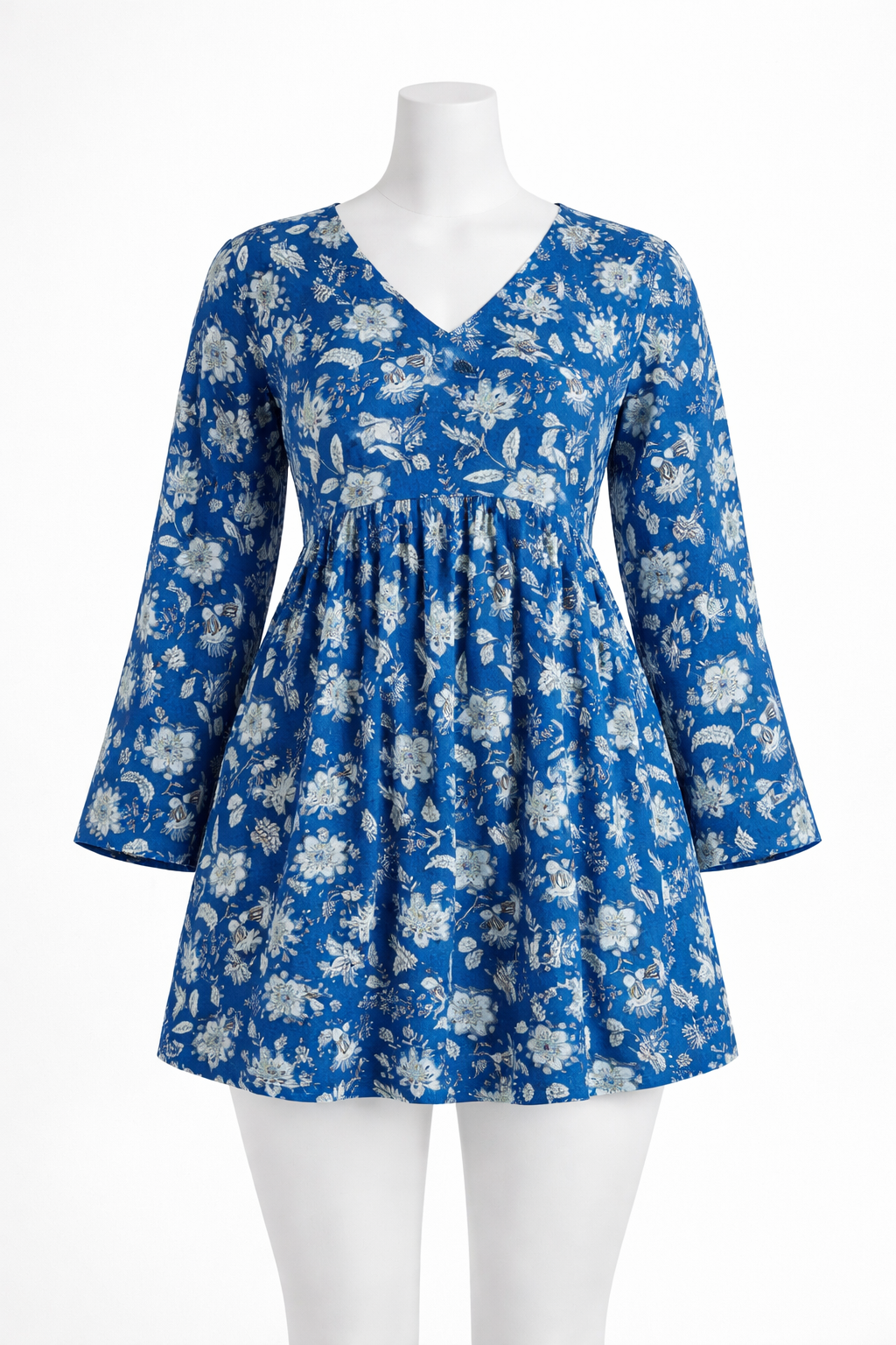 New stylish indigo blue V-neck Short top -Rayon