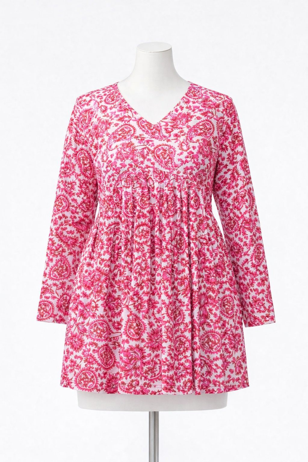 Women Printed Flared Kurta (Pink)