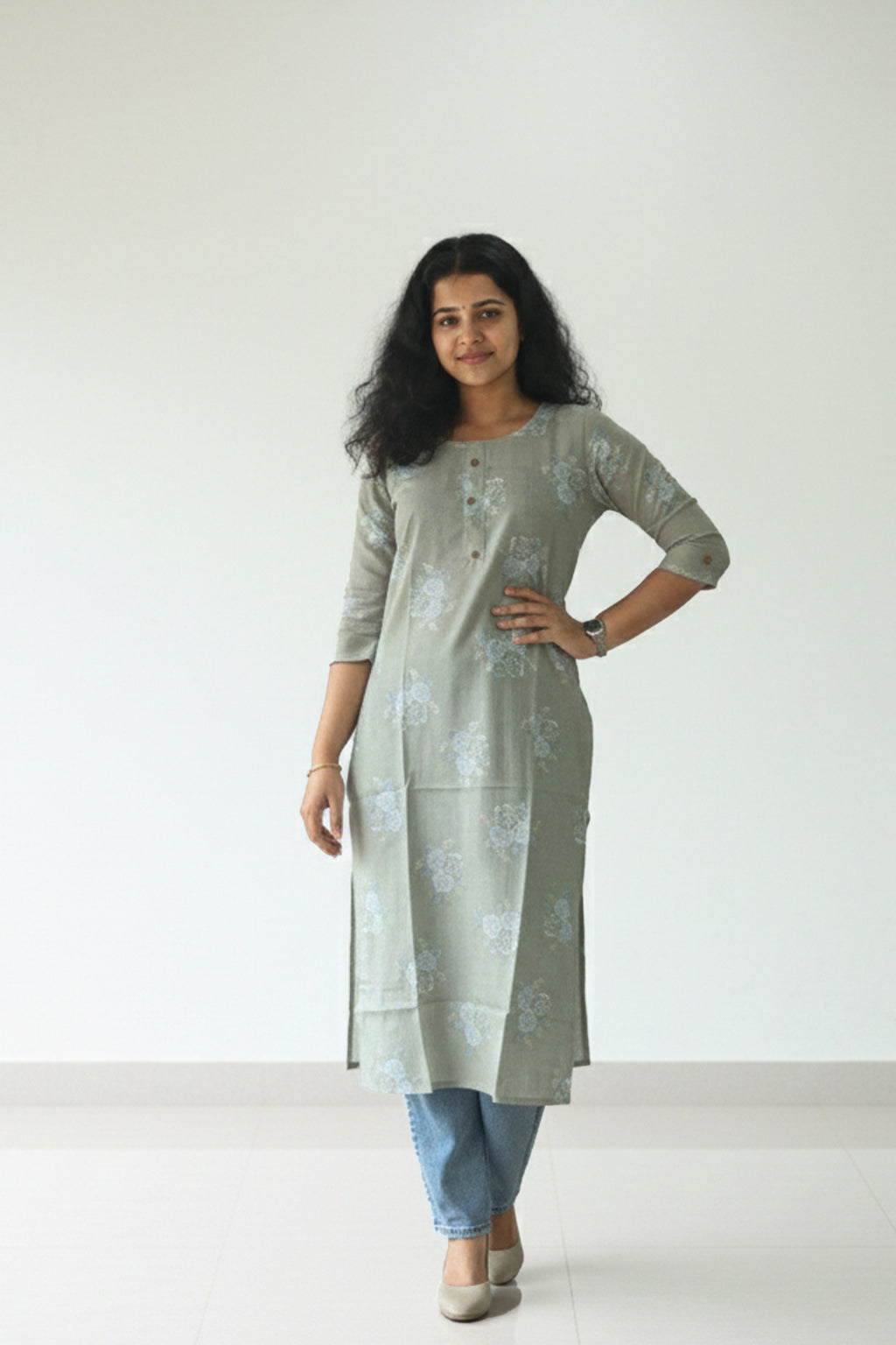 Elegant Medium Grey Printed Kurti crafted for modern grace