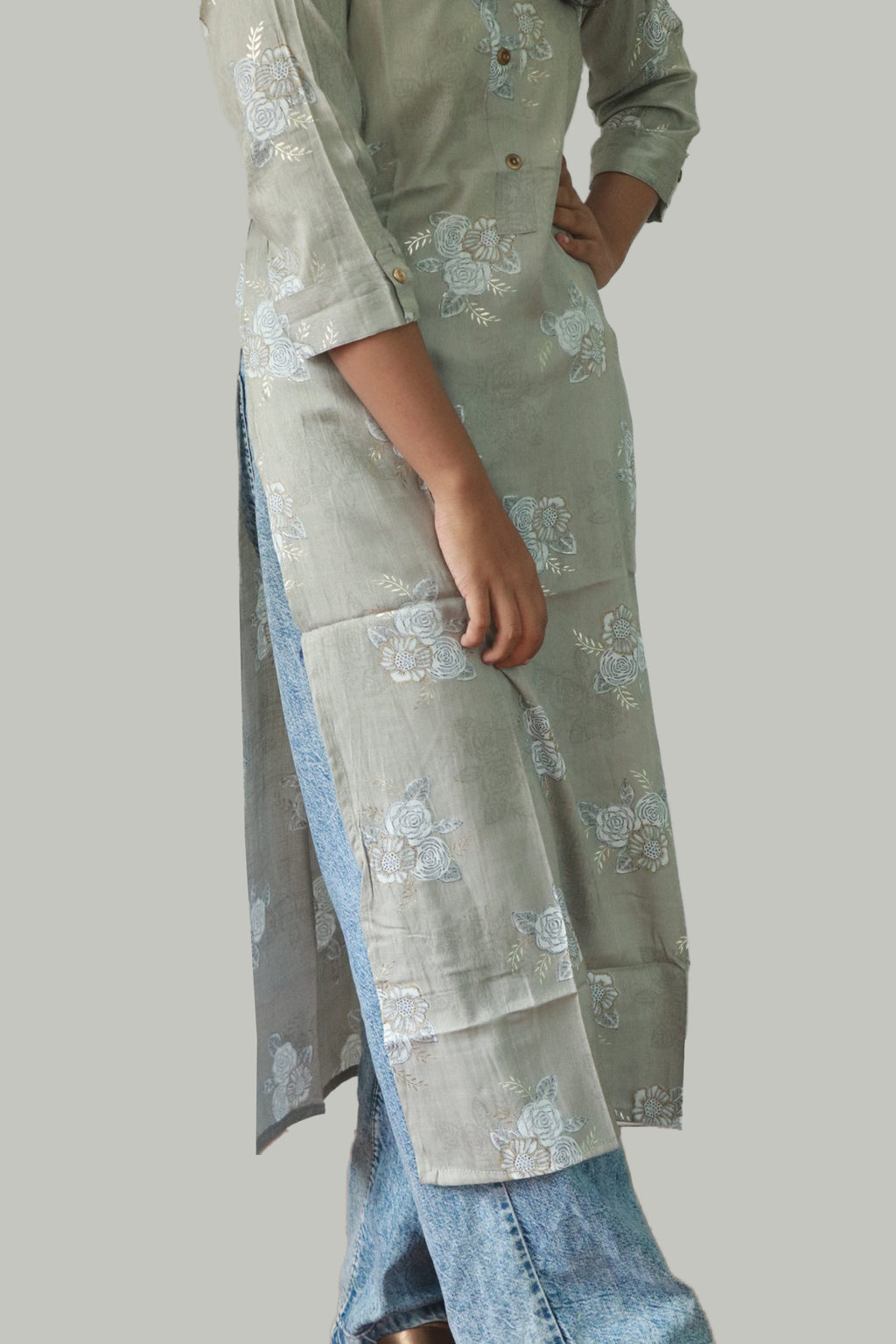 Elegant Medium Grey Printed Kurti crafted for modern grace