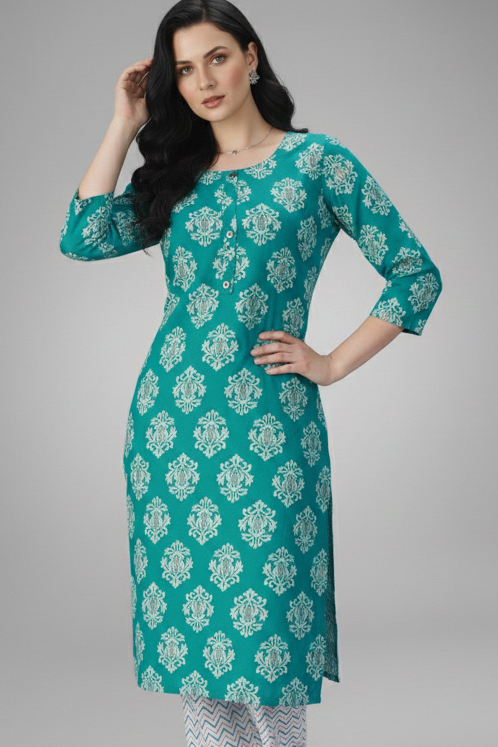 Teal Royale Cotton Mix 2-Piece Set