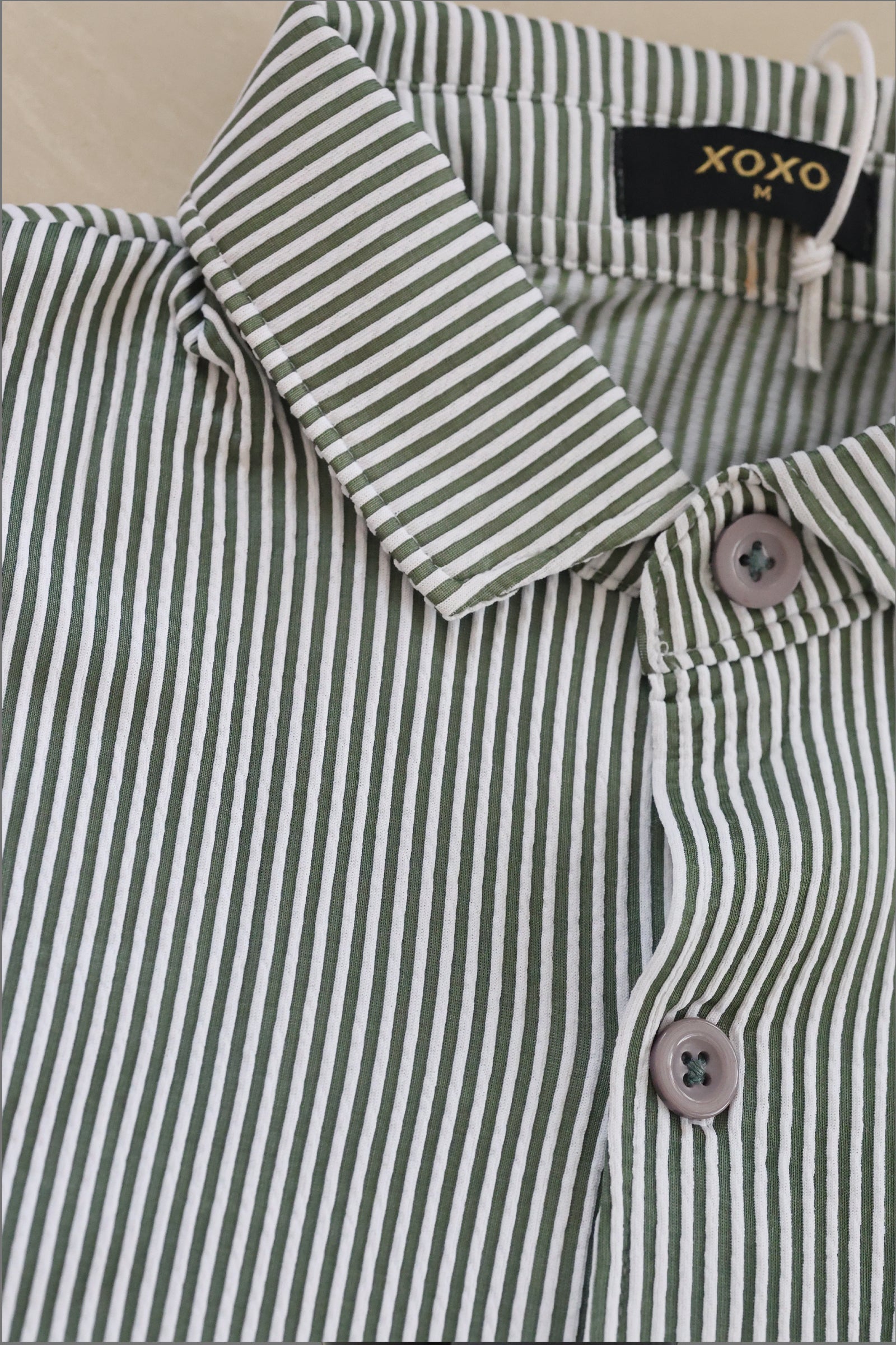 Green Line White Half-Sleeve Casual Shirt